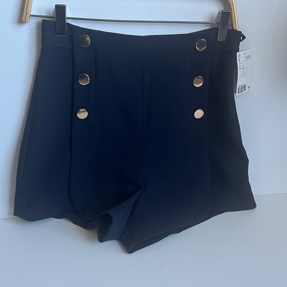 H&M Dark Blue High Waist Women's Shorts
